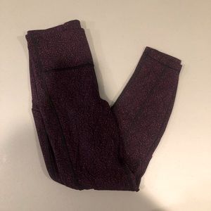 purple & black athleta leggings with pockets